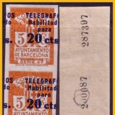 Sellos: BARCELONA TELÉGRAFOS 1937 EDIFIL Nº 11S B2 * *