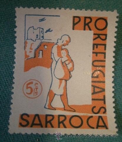 Sellos: Vi&ntilde;eta Pro-refugiats, Sarroca - Foto 1