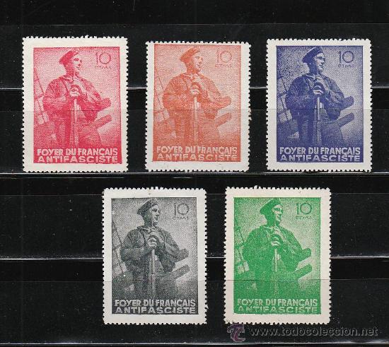 Francobolli: FOYER DEL FRANCAIS ANTIFASCISTE. SERIE DE 5 SELLOS. MARINO
