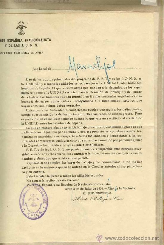 Sellos: LOTE DE DOCUMENTOS DE  LA FALANGE - Foto 1