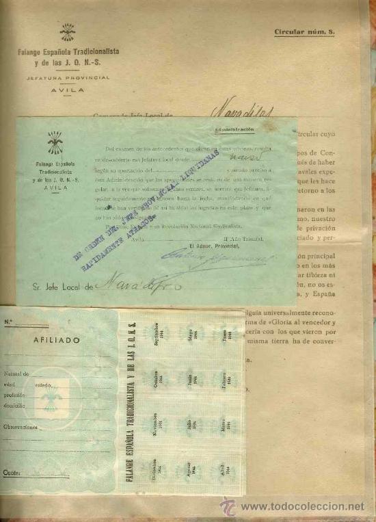 Sellos: LOTE DE DOCUMENTOS DE  LA FALANGE - Foto 3