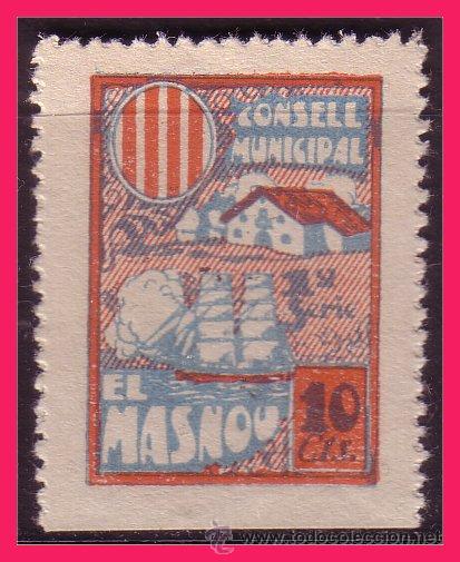 Selos: Masnou (BARCELONA) Guerra Civil, sellos locales, FESOFI n&ordm; 27 *