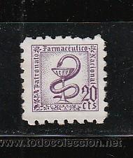 Sellos: PATRONATO FARMACEUTICO NACIONAL. 20 CTS.