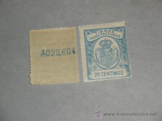 Sellos: TIMBRE PARA FACTURAS, 25 CENTIMOS. - Foto 1