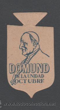 Francobolli: F1 PAPA JUAN XXIII DOMUND DE LA UNIDAD - OCTUBRE- Emblema - AZUL sobre cartulina Blanca