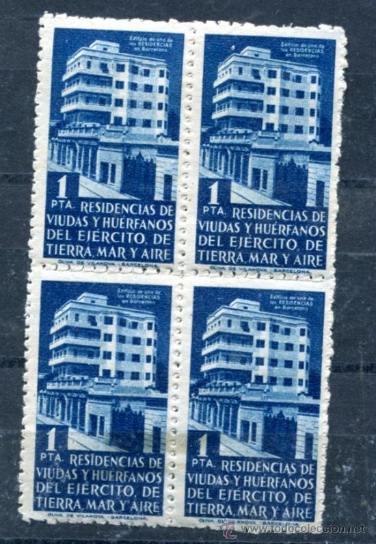 Briefmarken: Sello de la residencia del Ej&eacute;rcito de Tierra, Mar y Aire de Barcelona. Bloque 4. Goma regular