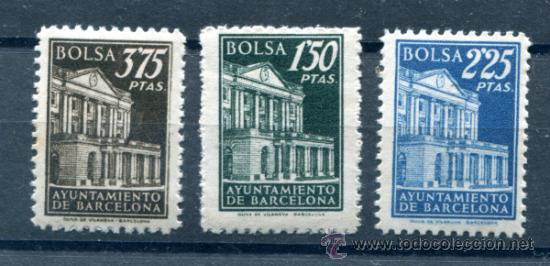 Briefmarken: Bolsa de Barcelona. Tres sellos diferentes. Nuevos sin fijasellos.