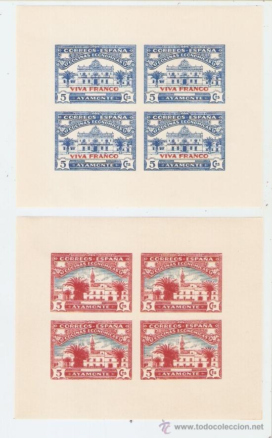 Stamps: AYAMONTE HUELVA GUERRA CIVIL HOJA BLOQUE COCINAS ECONOMICAS SELLOS BENEFICOS HOJAS SIN DENTAR NUEVOS