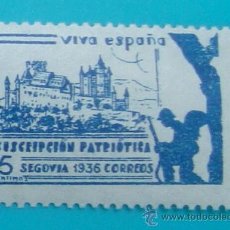 Sellos: SELLO VIÑETA VIVA ESPAÑA, SEGOVIA 1936 CORREOS S USCRIPCION PATRIOTICA NUEVO SIN GOMA