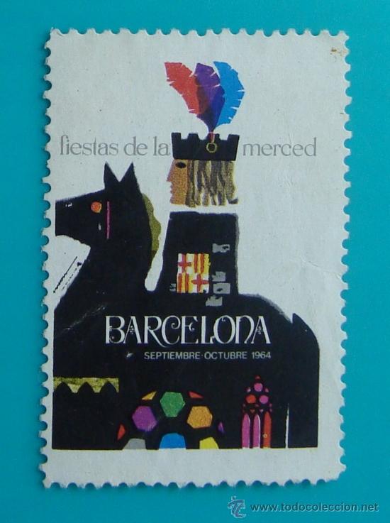 Timbres: VIÑETA SELLO FIESTAS DE LA MERCED BARCELONA 1964 - NUEVO SIN GOMA