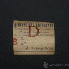 Sellos: RARO SELLO DE GENERALITAT DE CATALUNYA, DEPARTAMENT ECONOMIA, 1938, GUERRA CIVIL. Lote 39489864
