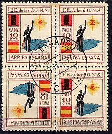 Timbres: ESPAÑA GUERRA CIVIL. SELLO LOCAL DE CÁDIZ, ALLEPUZ Nº 193T4 pies se tocan