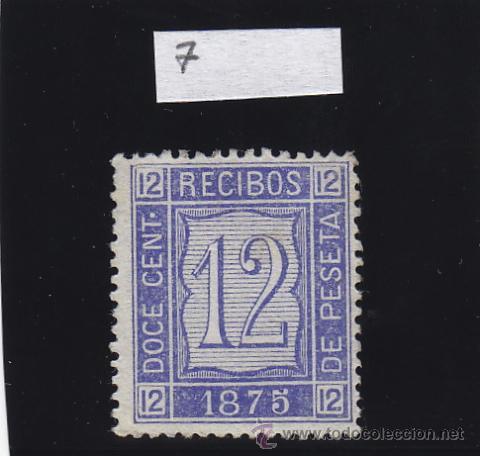 Briefmarken: FISCAL 32 -- RECIBOS 1875 . 12 cts . (*) SIN GOMA , AZUL ULTRAMAR . CATALOGO G&Aacute;LVEZ