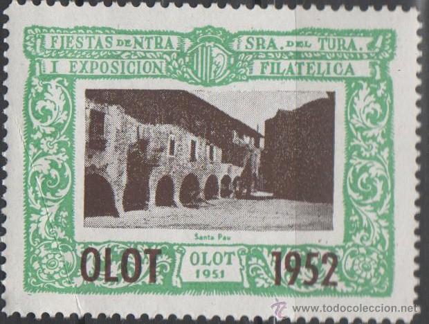 Selos: 0253 OLOT (Girona) - SANTA PAU - Fiestas de Ntra. Sra. del Tura - I Exposicion Filatelica - A&ntilde;o 1952