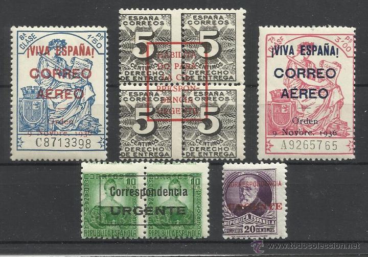 Selos: mini lote 5 sellos franquistas de burgos valor 2002 edifil 34.-- euros