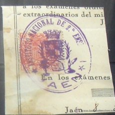 Sellos: SELLO DEL INSTITUTO NACIONAL DE SEGUNDA ENSEÑANZA DE JAEN. 1936.