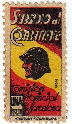 Sellos: SUBSIDIO AL COMBATIENTE. 1 PTS. BARCELONA - Foto 1