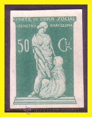 Stamps: Guerra Civil,  BARCELONA, Barcelona. FESOFI n&ordm; 117 (*) prueba