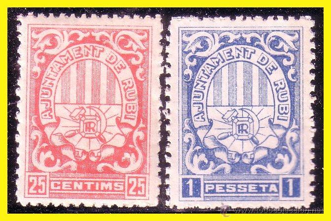 Briefmarken: Guerra Civil, Barcelona, Rub&iacute;, FESOFI n&ordm; 5 y 6 * * serie completa