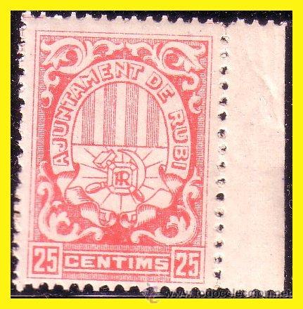 Briefmarken: Guerra Civil, Barcelona, Rub&iacute;, FESOFI n&ordm; 5 * *