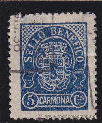 Briefmarken: CARMONA ( SEVILLA ) SELLO BENEFICO 5 CTS USADO &ordm; VI&Ntilde;ETA / LOCAL GUERRA CIVIL