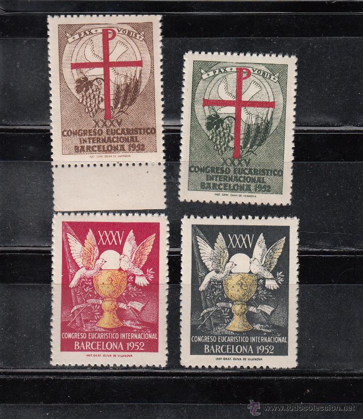 Timbres: XXXV CONGRESO EUCARISTICO INTERNACIONAL. SERIE DE 4 SELLOS. AL DORSO 25, 50 CTS. 1 Y 2 PTS.