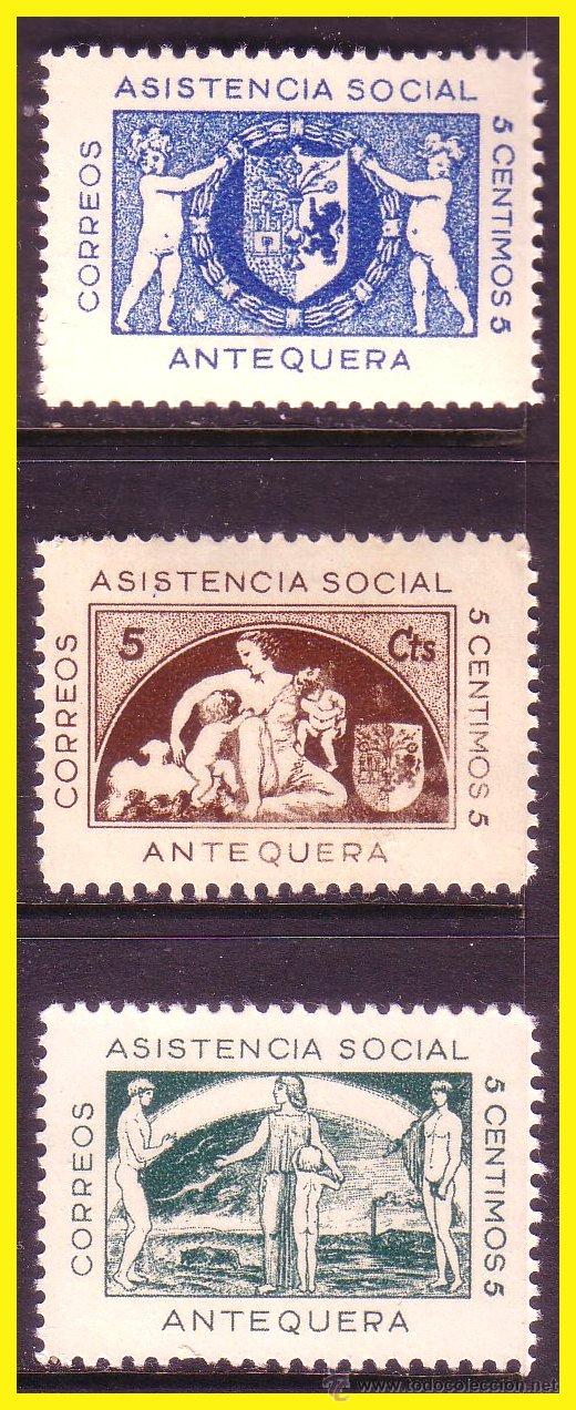Briefmarken: M&aacute;laga ANTEQUERA, Guerra Civil, FESOFI n&ordm; 4 a 6 * *
