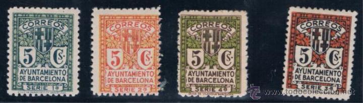 Sellos: A BARCELONA  EDIFIL 9/12 - Foto 1