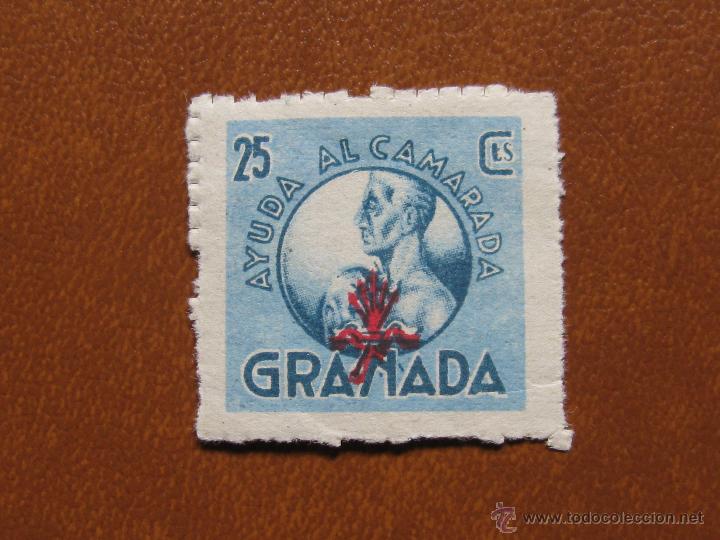 Sellos: GRANADA - 25 CENTIMOS , AYUDA AL CAMARADA - Foto 1