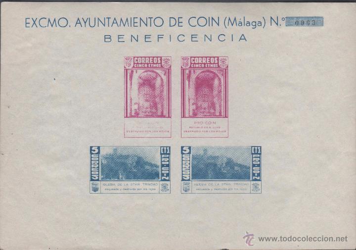 Sellos: 0595 Guerra Civil COIN Hojita Bloque sin dentar Fesofi n&ordm; 7 LILA + AZUL sin goma