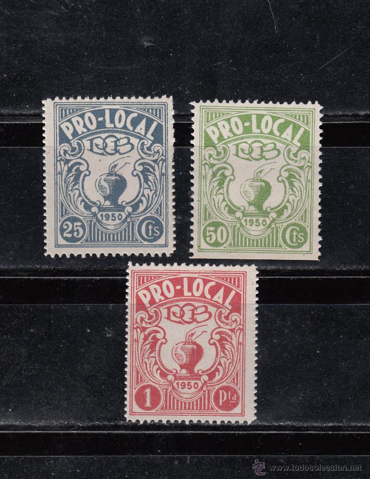Stamps: PRO-LOCAL. SERIE DE 3 SELLOS DE 25, 50 CTS. Y 1 PTA.