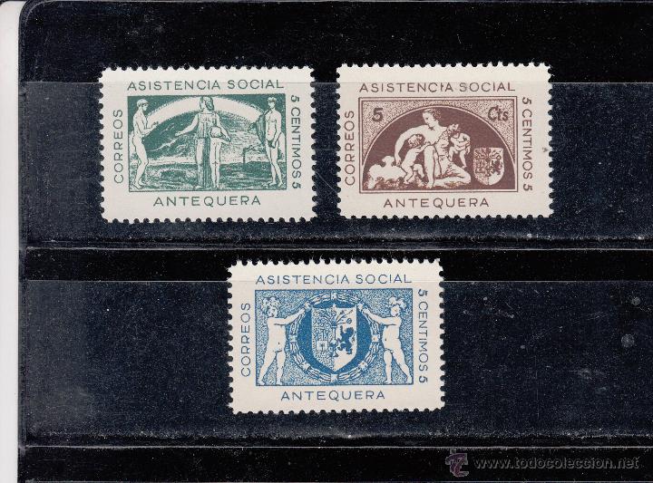 Stamps: ANTEQUERA. ASISTENCIA SOCIAL. SERIE 3 SELLOS DE 5 CTS.