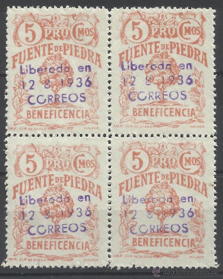 Stamps: pro fuente de piedra 1936 liberada  5 cts nuevo** bloque de quatro
