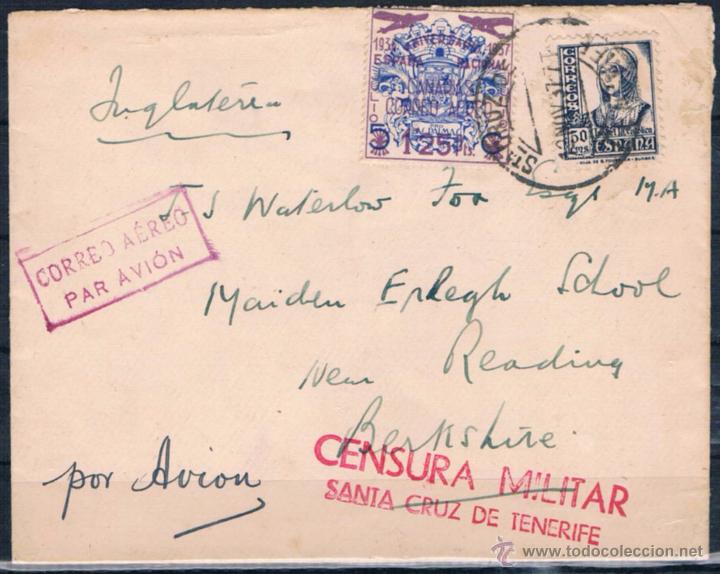 Sellos: 1937.- TENERIFE A INGLATERRA - Foto 1