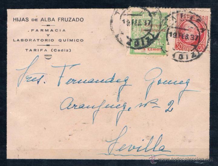 Sellos: 1937.- TARIFA A SEVILLA - Foto 1