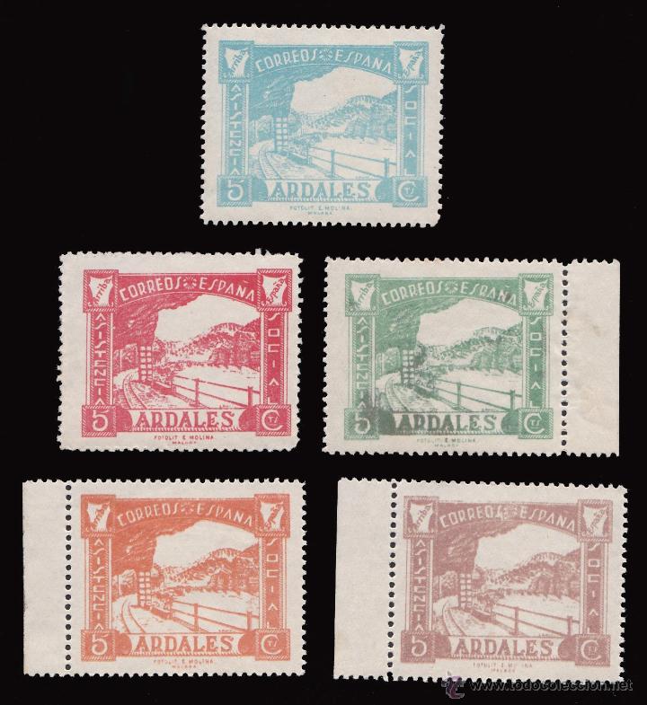 Selos: *** MAGN&Iacute;FICA SERIE DE LOCALES NACIONALISTAS DE ARDALES (M&Aacute;LAGA) 5 CTS. LUJO ***