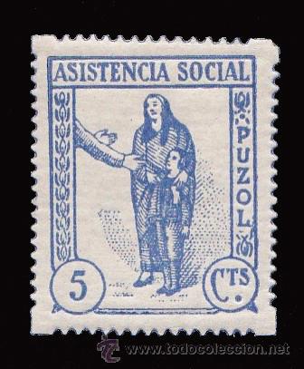 Briefmarken: *** LOCAL PUZOL, ASISTENCIA SOCIAL 5 CTS. LUJO ***