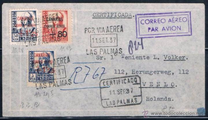 Sellos: 1937.- LAS PALMAS A HOLANDA - Foto 1