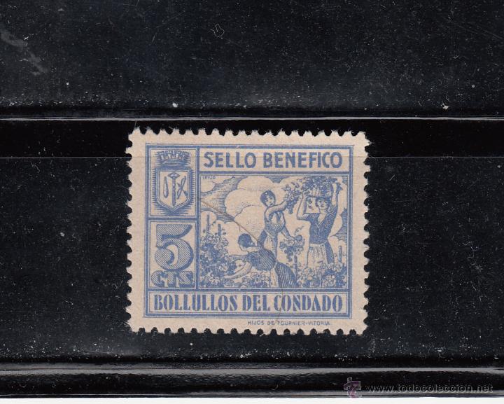 Selos: BOLLULLOS DEL CONDADO. SELLO BEN&Eacute;FICO DE 5 CTS.