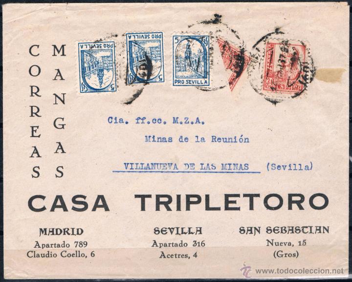Sellos: 1937.- SEVILLA A V. DE LAS MINAS - Foto 1