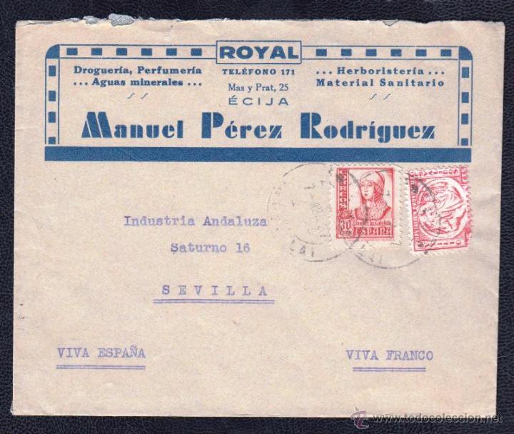 Sellos: 1937.- SEVILLA A ECIJA - Foto 1