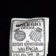 Sellos: LOTE DE 16 VIÑETAS DEL COLEGIO OFICIAL DE GESTORES ADMINISTRATIVOS DE VALENCIA. 0,25 PTS, SERIE B. Lote 54089335