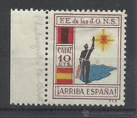 Sellos: FALANGE ESPA&Ntilde;OLA DE LAS JONS CADIZ 10 CTS NUEVO(*) ARRIBA ESPA&Ntilde;A