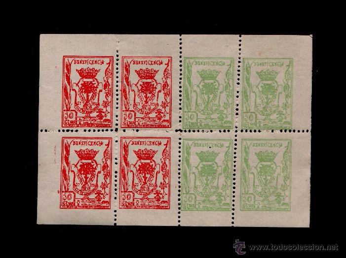 Briefmarken: LO - Guerra Civil MANZANILLA - BENEFICENCIA Fesofi n&ordm; H 9 Carmin y Verde Amarillo