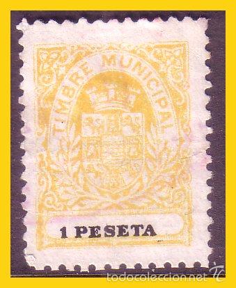 Briefmarken: Timbre municipal, 1 pta amarillo y negro (*)