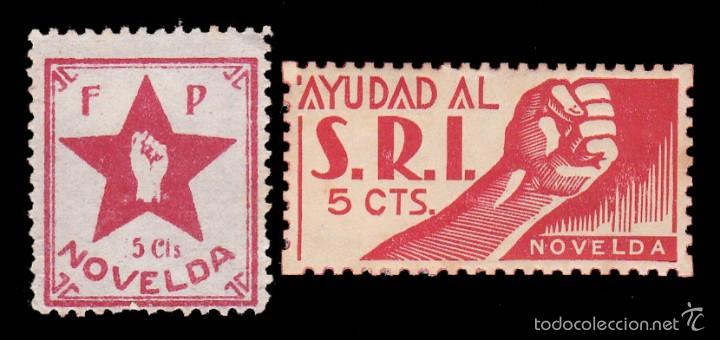 Selos: *** AYUDA AL SOCORRO ROJO INTERNACIONAL 5 CTS Y F.P. 5 CTS. NOVELDA (ALICANTE) ***
