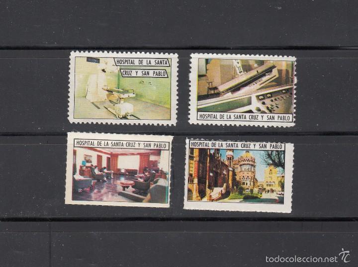Stamps: HOSPITAL DE LA SANTA CRUZ Y SAN PABLO. 4 SELLOS DIFERENTES