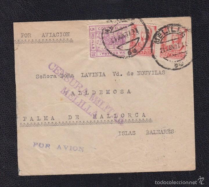 Sellos: 1937.- MELILLA A PALMA DE MALLORCA - Foto 1