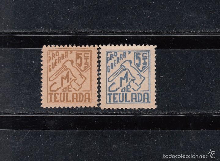Briefmarken: CONSEJO MUNICIPAL DE TEULADA. PRO-GUERRA. 2 SELLOS DE 5 CTS..