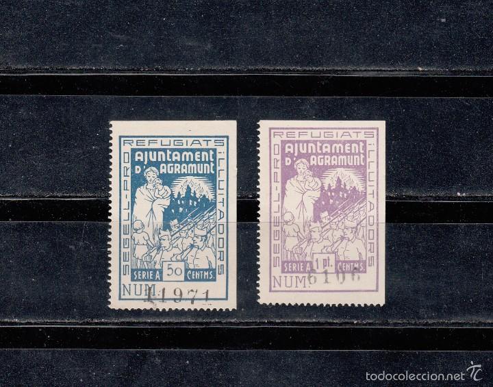 Briefmarken: AJUNTAMENT D&acute;AGRAMUNT. SEGELL PRO-REFUGIATS. 2 SELLOS DE 50 CTS. Y 1 PTA.